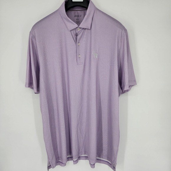 Colorado Rockies‎ Polo Shirt Mens Size XXL 2XL Purple AOP johnnie-O Stretch EUC - Picture 2 of 8